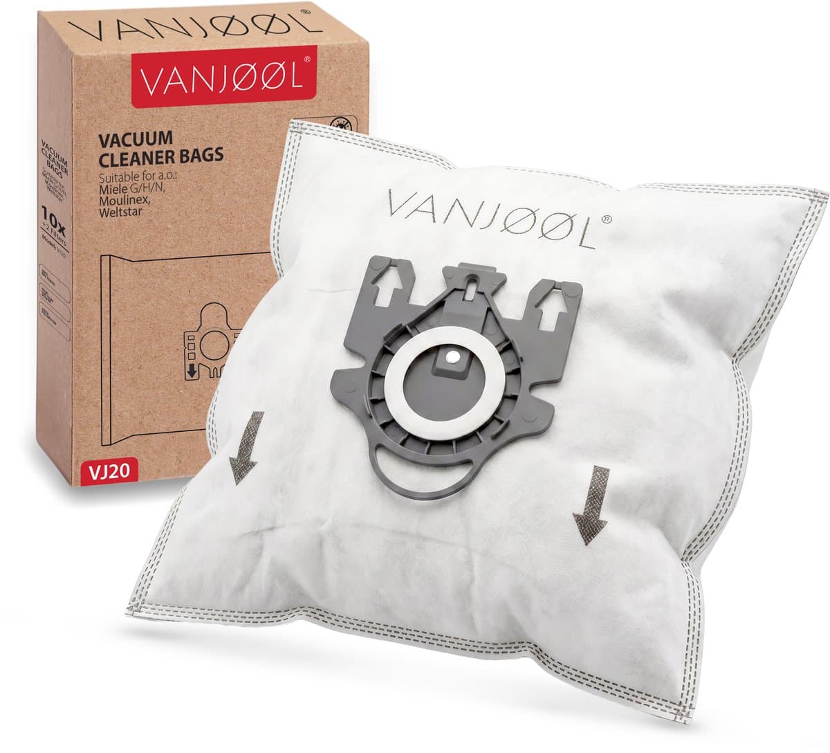 VANJOOL® Stofzuigerzakken voor Miele G/H/N – Geschikt voor Classic C1, Complete C2 & C3, Moulinex & Weltstar – 20 Stuks + 2 Filters – Sterke Filtratie & Perfecte Pasvorm — afbeelding 1