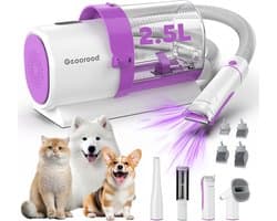 Huisdier Verzorgingsset - Honden Trimmen - Stofvrij Verzorgen - Stille Werking - 2.5L Stofbeker - Zwart