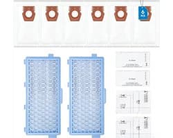 10 stuks - 6 Stofzuigerzakken + 2 filter + 2 sets Filterkatoen - voor Miele GN 3D Complete C3 C2 C1 Classic C1 Vervanging van de zak voor Miele stofzuiger serie S2000, S5000 en S8000