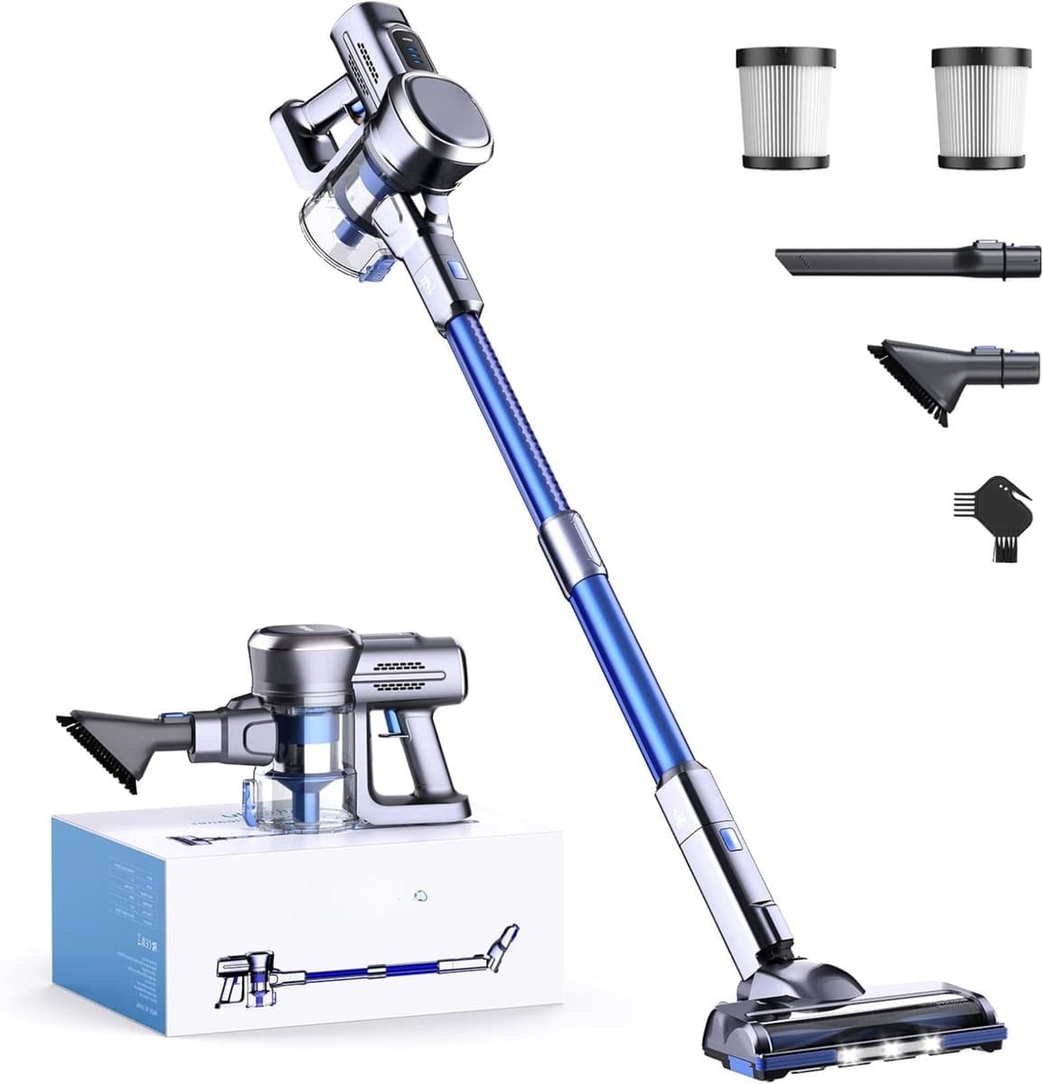Draadloze Stofzuiger - 220W - 50 min Gebruik - Blauwe Afwerking - Voor Huisdieren & Tapijt - Krachtige Zuigkracht - Stil & Lichtgewicht - Duurzaam & Efficiënt - LED Display - Handzaam & Praktisch — afbeelding 1