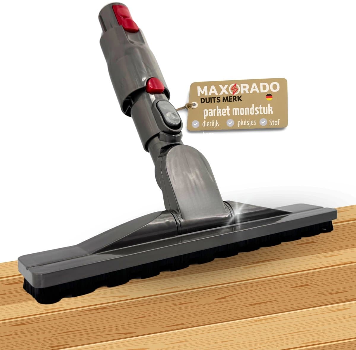 Maxorado Parketmondstuk geschikt voor Dyson – Quick Release – Vervangingsborstel voor V10 Slim & V12 Slim – Professioneel mondstuk voor harde vloeren zoals laminaat, parket & tegels – Wendbaar dubbel scharnier – Krasvrije reiniging — afbeelding 1
