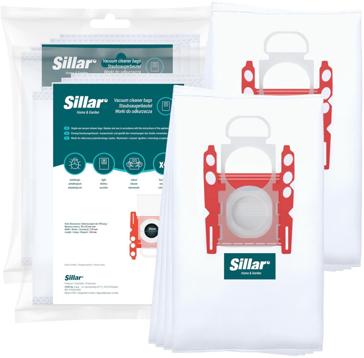 Sillar Stofzuigerzakken synthetisch - anti-allergeen - 4 filterlagen - vervanging voor BBZ41FGALL/ 17000940 /17003048 - geschikt voor stofzuigers Bosch GL20 GL30 GL45 Serie 2 4 6 8 Compaxx, Siemens - 8 stuks — afbeelding 1