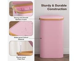 Ruime wasmand 100 liter met deksel en afneembare zakken – roze