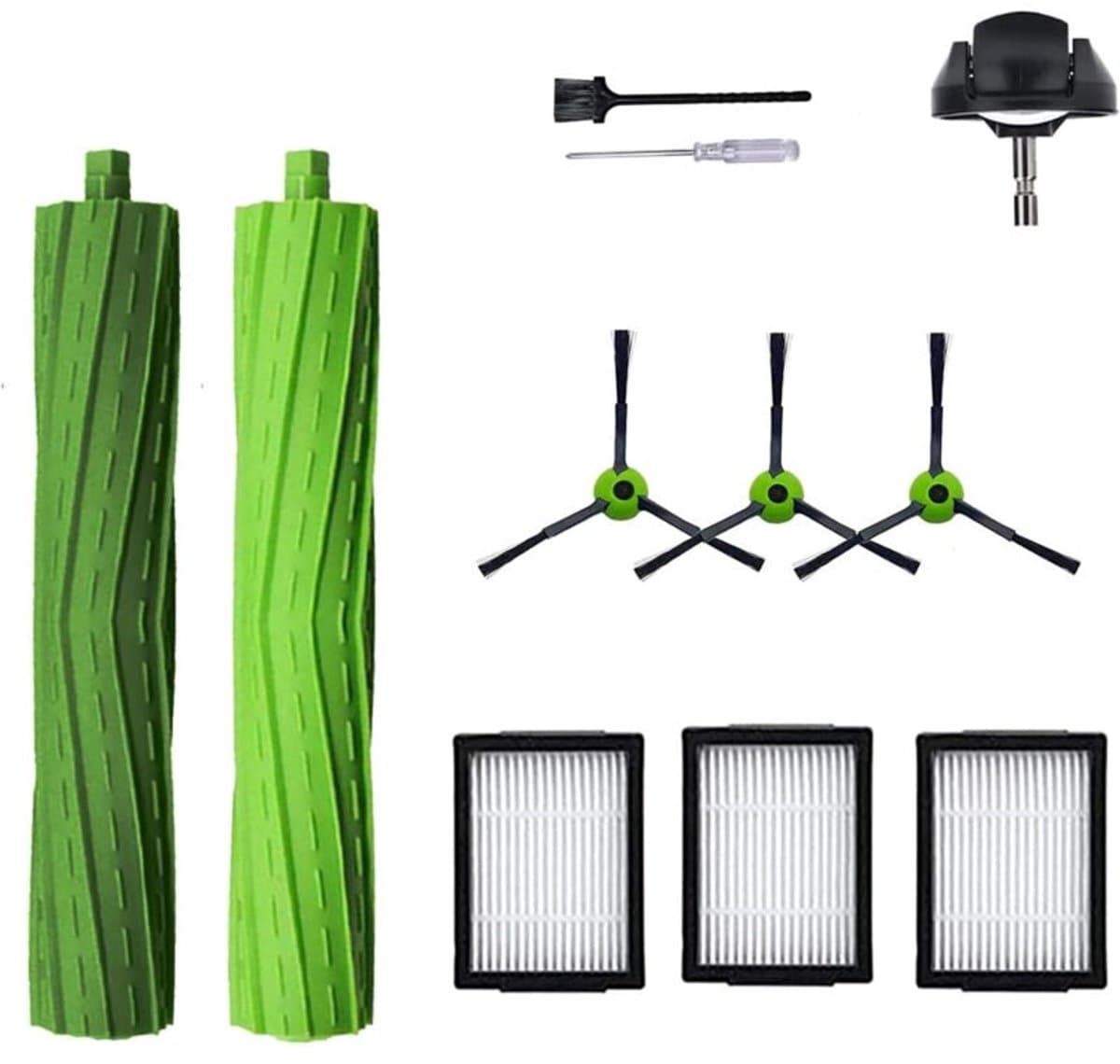 Reserveonderdelen voor geschikt voor iRobot geschikt voor Roomba J7 I7 I6 I3 I4 I2 I5 I8 I1+/Plus E5 E6 IEJ stofzuigers: 1 set rubberen rolborstels, 1 voorwiel, 4 filters, 4 zijborstels — afbeelding 1