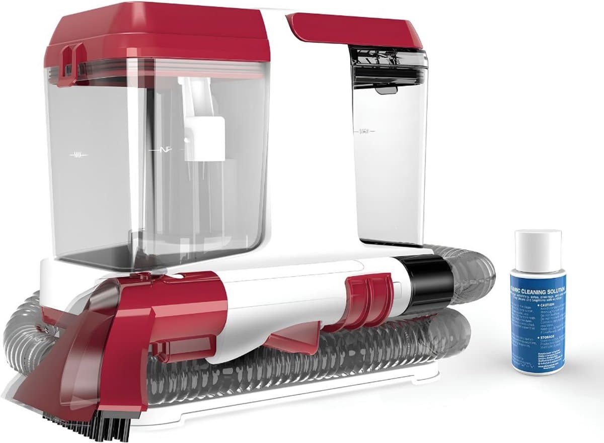 JCP® Vlekkenreiniger - Draagbare Wasstofzuiger - Dubbele Watertanks - Rood - 26cm x 25cm x 26cm — afbeelding 1