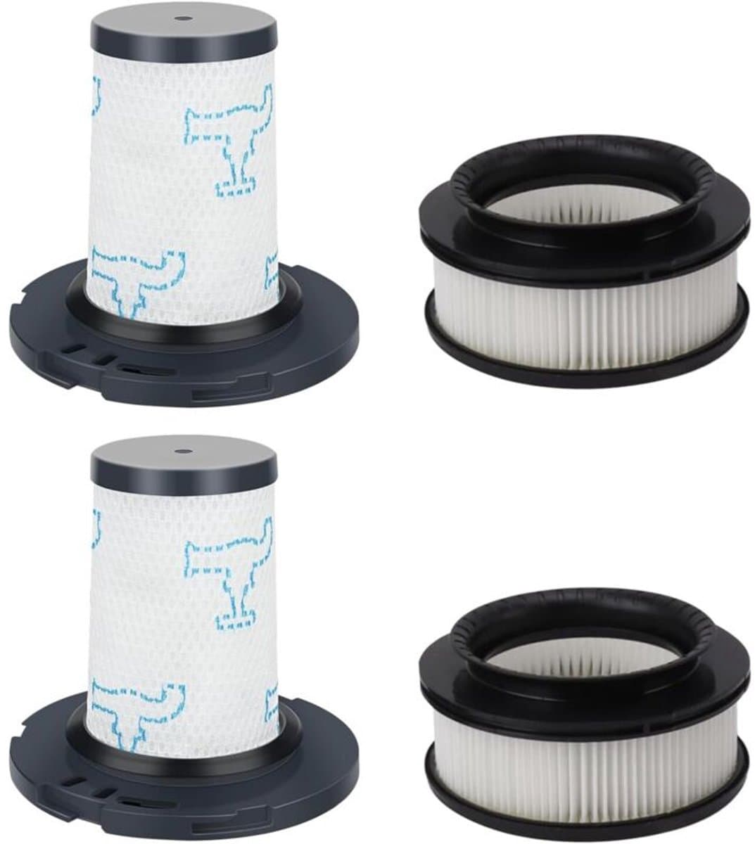 Vier vervangingsfilters Rowenta X-Force Flex 11.60 14.60 15.60 Animal stofzuigers, modelnummers RH9878 RH9898 RH9958 RH99F1 (vervangingsonderdeelnummers ZR009007 ZR009008). — afbeelding 1