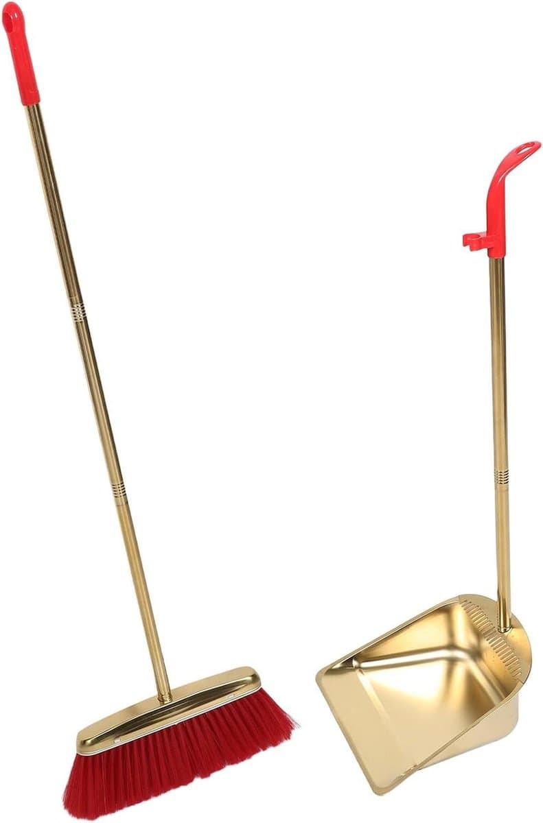 Stoffer en Bezemset - Metaal Combo - Efficiënt Schoonmaken - Ruimtebesparend Ontwerp - 94 x 32 x 6 cm - Goud — afbeelding 1