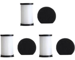 Verpakking van 6 stuks - 3 sets - Elke set bevat 1 filterpatroon en 1 filterwatten - Voor MOOSOO D600/D601 - Voor Akitas AK585K V8 stofzuiger -filter die wasbaar en herbruikbaar