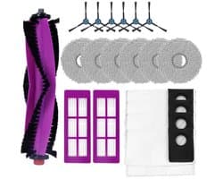 20-delige accessoirekit Geschikt voor de Eureka J15 Pro Ultra robotstofzuiger: De accessoires omvatten 1 hoofdborstel, 6 zijborstels, 6 dweildoeken en 4 stofzakken.