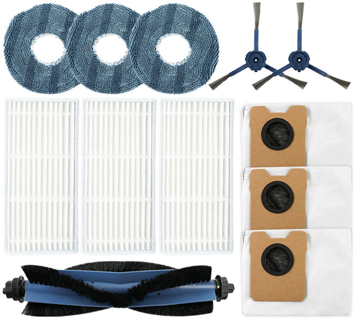 15-delige accessoireset Geschikt voor de Eufy Omni C20 robotstofzuiger, inclusief 1 hoofdborstel, 4 zijborstels, 4 dweilen, 3 filters en 3 stofzakken — afbeelding 1