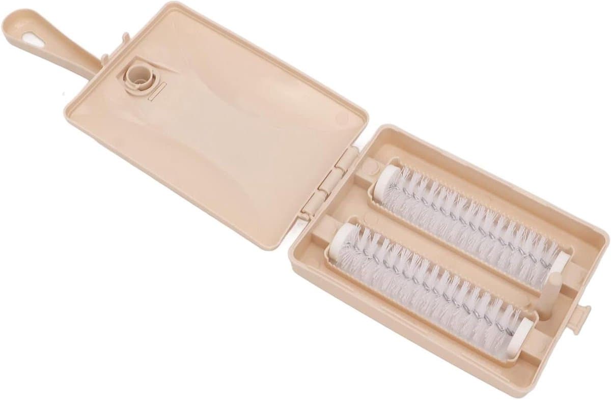 Tapijtrolveger - Handmatige veger Kruimeldief - Dierenharen Verwijderen - Dubbele Rol Efficiëntie - 17 x 11 x 5 cm - Grijs — afbeelding 1