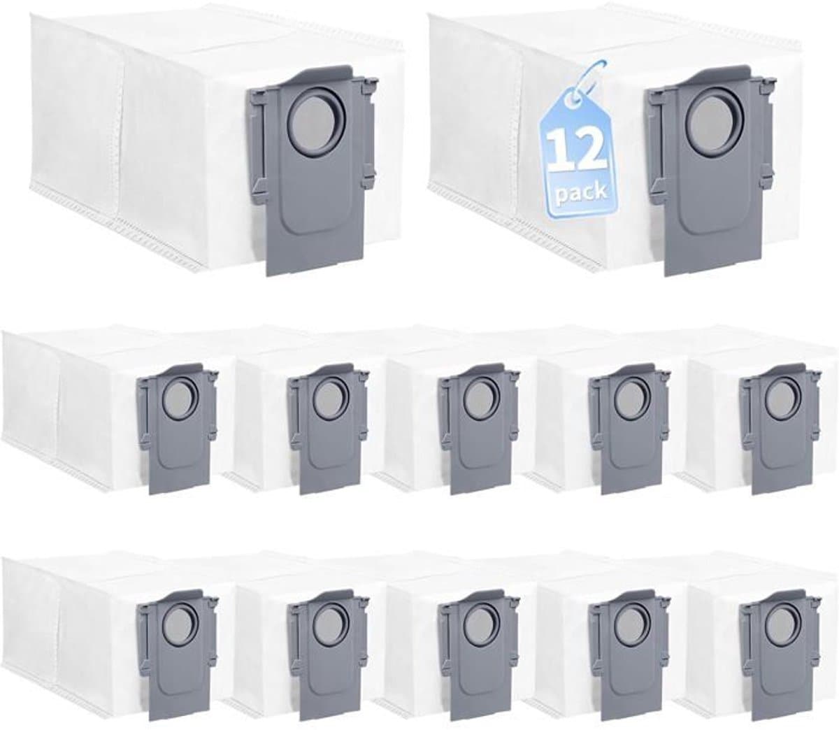 12 stofzakken Geschikt voor Roborock QV 35A/35S, 10R/Z70, Qrevo S5V, Qrevo Curv S5X, Qrevo Edge, Qrevo Edge S5A, Qrevo S/Pro/Master/Plus/Slim — afbeelding 1