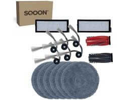 SQOON® vervangingsset geschikt voor Roborock Qrevo Curv - 15-delige onderhoudskit met HEPA filters, zijborstels, borstelrol en dweilpadschijven