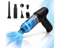 Auto Stofzuiger - Zuigen & Blazen - Kruimeldief - 6 Opzetstukken - Oplaadbaar - Handstofzuiger - Kleine StofZuiger - Air Duster - Stofreiniger - Kruimelzuiger - Zwart