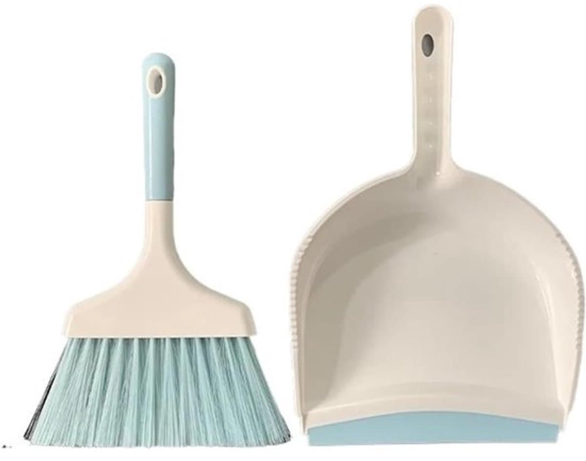 Stoffer en blik set - Mini bezem schep - Aanrecht reinigen - Ergonomisch handvat - Compact formaat - Blauw — afbeelding 1