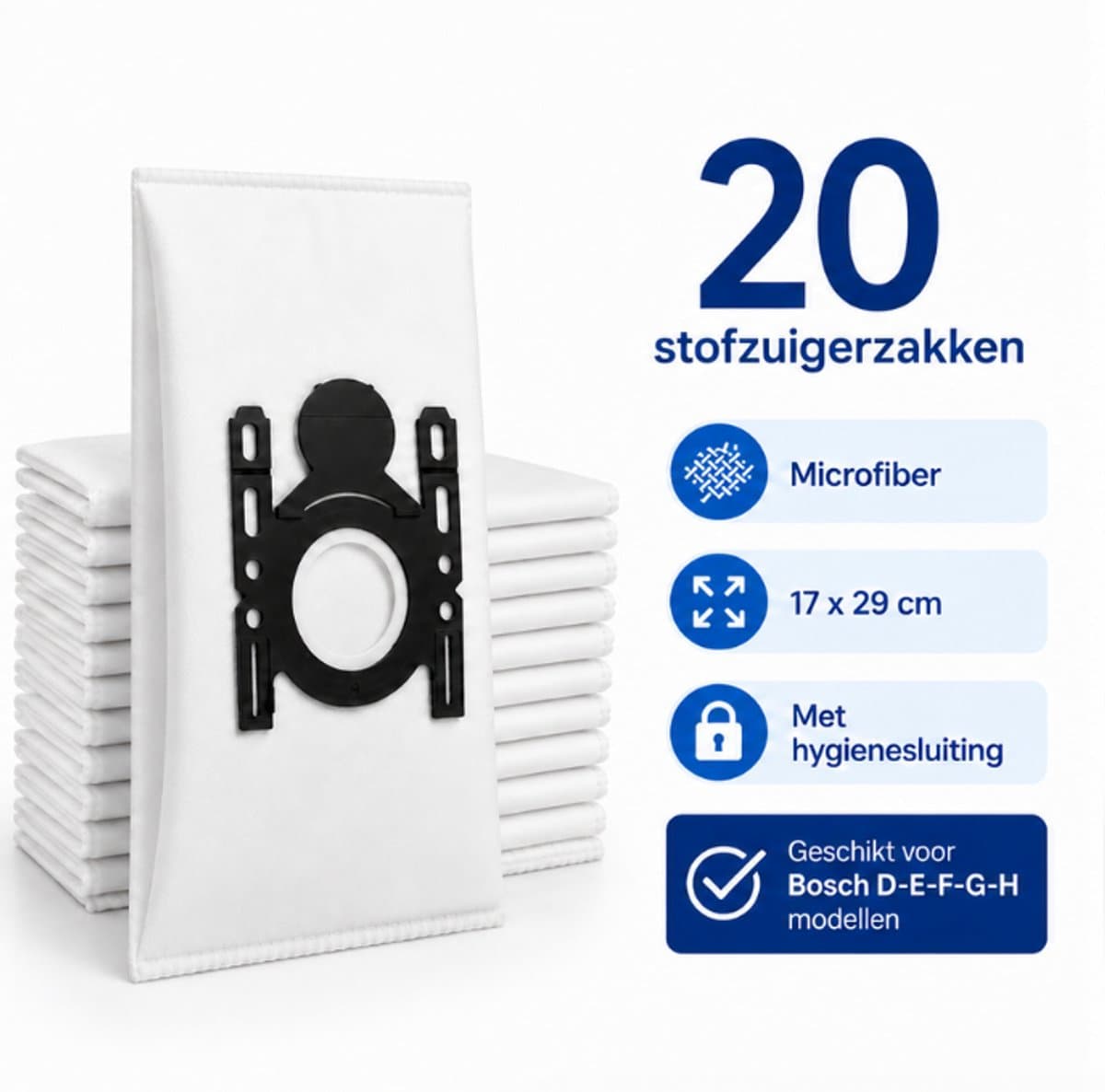 Kleanburg® - Stofzuigerzakken - Geschikt voor Bosch & Siemens - G-ALL - 20 stuks — afbeelding 1