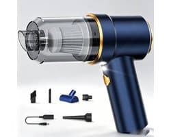 Draagbare handstofzuiger met 120W hoog vermogen en 42000 rpm hoog toerental, uitgerust met led-lamp en meerdere verwisselbare mondstukken, stofzuiger voor auto, woning, kantoor en het opruimen van huisdierhaar