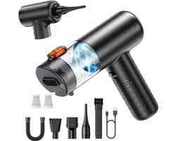 KZQ 4-in-1 draadloze mini auto stofzuiger en luchtduster - Handheld voor auto huisdier thuis en kantoor - Inclusief 2 filters - Zwart