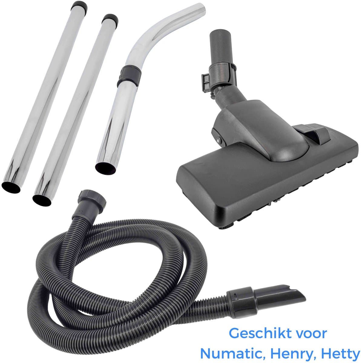 Kleanburg® 5-delige stofzuigerset – Geschikt voor Numatic Henry & Hetty – 2,5 m AAA-kwaliteit slang, 2× 50 cm metalen buizen, handgreep & combizuigmond met parkeerhaak (HiPro) – 32 mm — afbeelding 1