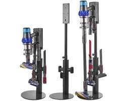 Stofzuigerstandaard - Staande Opberghouder - Hoogte 130 cm - In Hoogte Verstelbaar - Met 3 Clips - Voor Steelstofzuigers en Accessoires