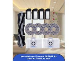 15 stuks accessoireset geschikt voor Ecovacs DEEBOT X1 Omni X1 Turbo X1 Plus stofzuigerrobot, hoofdborstel, zijborstel, filter bodemzak voor stofzuiger, borstel, wisdoek, reserveonderdelen
