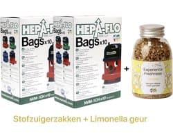 Numatic - 2x Stofzuigerzakken + 1x Geurkorrels (limonella geur) - Hepa flo bags - Voor Henry/Hetty - NVM 1CH X10 - COMBIDEAL