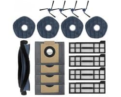 Dutchers® 17-pack Vervangende Accessoires voor Eufy X10 Pro Omni Robotstofzuiger,1 Hoofdborstel,4 Zijborstels,4 Hepa-filters,4 Stofzakken,4 Dweilpads