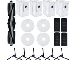 17 stuks vervangende accessoires set geschikt voor Ecovacs Deebot X2 / X2 Omni / X2 Pro / DEX86 stofzuiger reserveonderdelen, 1 hoofdborstel, 4 zijborstels, 4 hepa-filters, 4 stofzakken, 4 dweildoeken