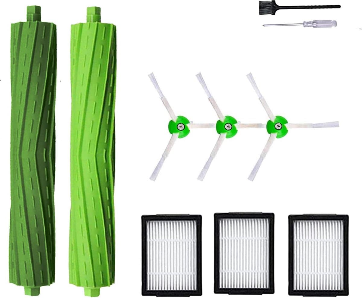 Vervangende onderdelen accessoires geschikt voor iRobot Roomba i7 i6 i8 i3 i4 i1 e5 e6 I E J-serie stofzuiger bevat 1 multi-oppervlak rubberen borstel en 3 pack filter, 3 zijborstels — afbeelding 1