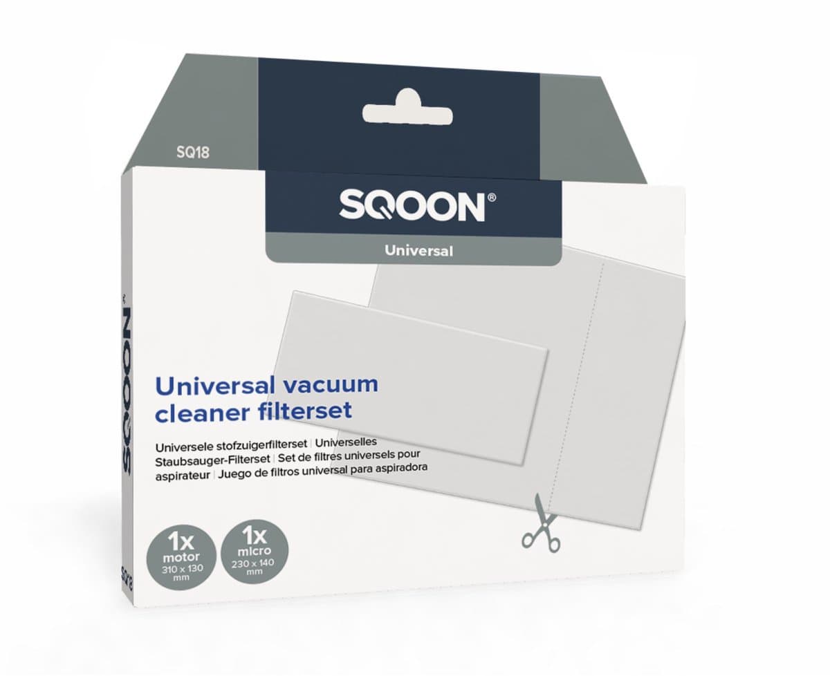 SQOON® Universele Filterset (SQ18) – Motorfilter 130x310 mm & Microfilter 140x230 mm — afbeelding 1