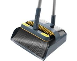 Stoffer en blik - Vegen set - Huishoudelijk schoonmaken - Lange steel verstelbaar - N.v.t. - Grijs