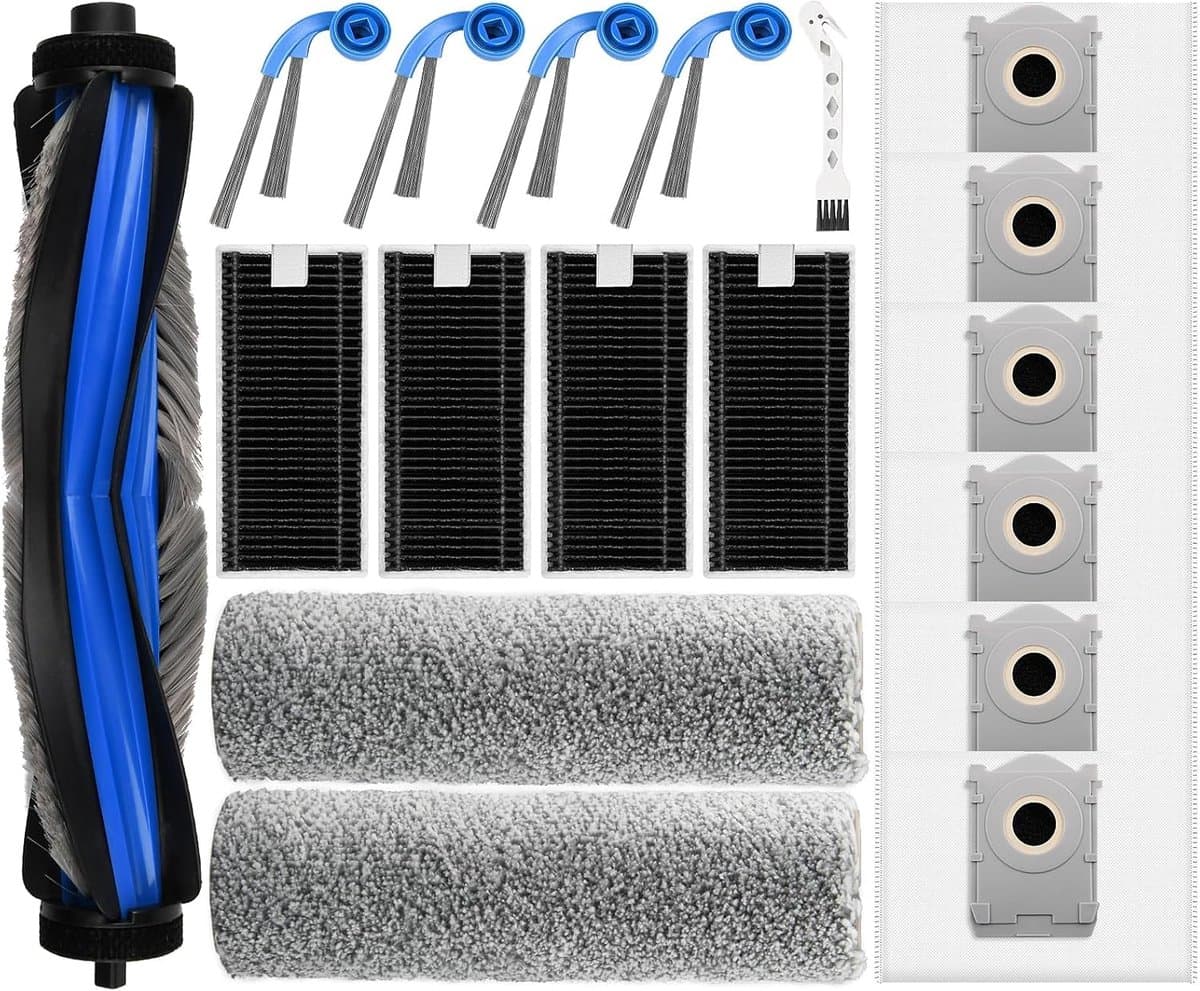 18-delige accessoireset geschikt voor Ecovacs Deebot T80 Omni robotstofzuiger - rubberen hoofdborstel, 4 filters, 2 dweilen, 4 zijborstels, 6 stofzakken, reinigingsborstel — afbeelding 1