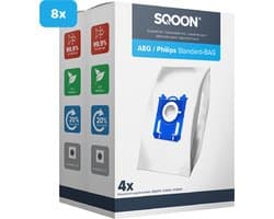 SQOON® Stofzuigerzakken - Geschikt voor AEG (VX8.2 Silence, VX7, VX6, GR201S, GR201M), Philips (3000 Series, Power Go, Performer) en Electrolux (Standard Bag, XXL130, Ergospace) - Hoogwaardige Kwaliteit! - 8 stuks