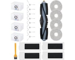 geschikt voor Ecovacs Deebot T20 OMNI / T20e OMNI, Stofzuiger Vervangingsonderdelen Accessoireset, 1 Hoofdborstel, 4 HEPA-filters, 4 Reinigingsdoeken, 4 Stofzakken, 8 Zijborstels, 1 Reinigingsborstel
