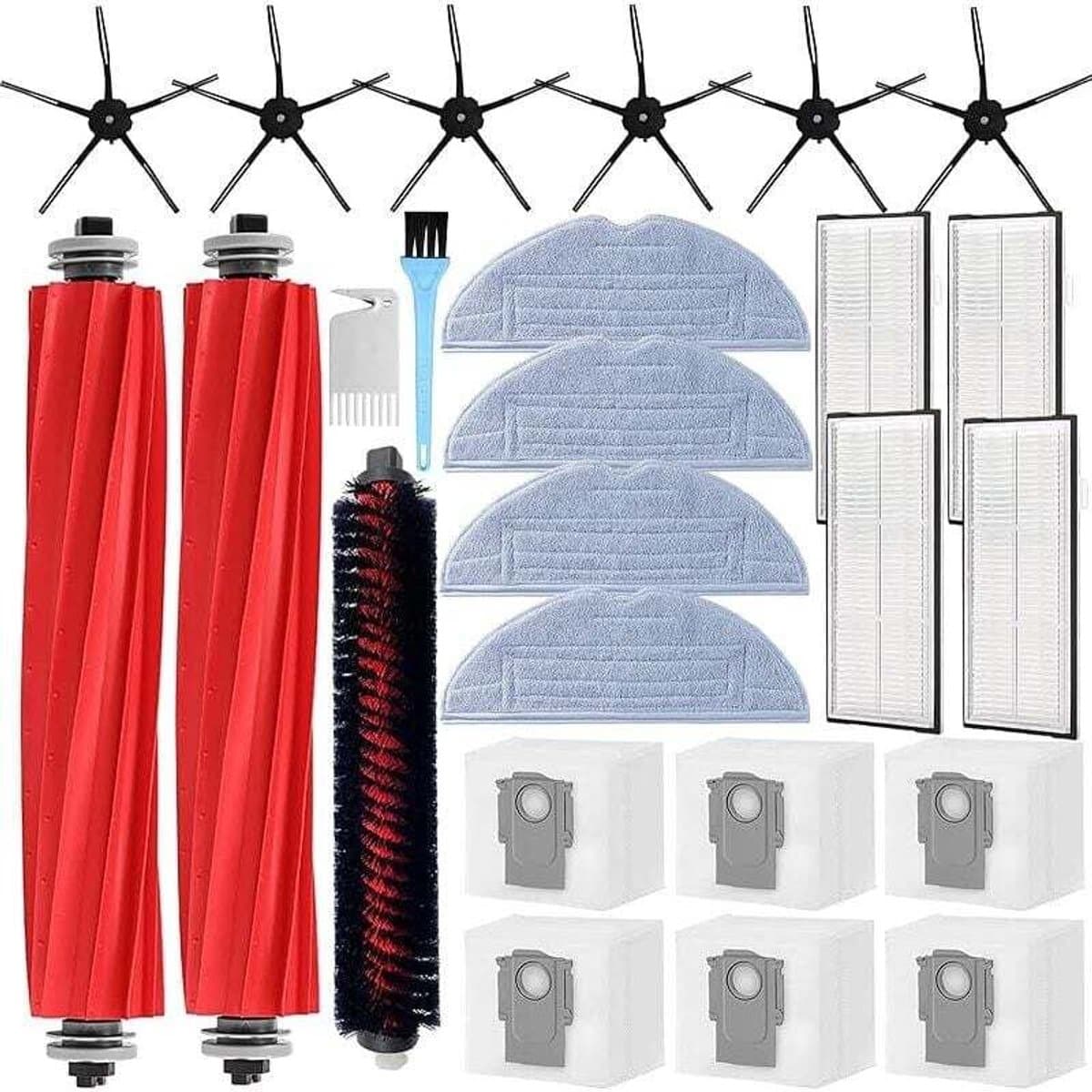 Accessoirekit Geschikt voor Roborock S7 MaxV Ultra / S7 Pro Ultra stofzuiger, 2 hoofdborstels, 1 reinigingsborstel, 6 reinigingsborstels — afbeelding 1