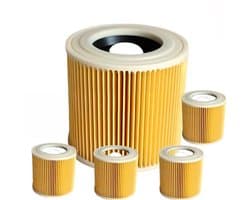 Filter - Geschikt voor Kärcher WD1, WD2, WD3 en A-serie - 5-cartridge filter - Geel - Afmetingen: 11,3 x 12 cm