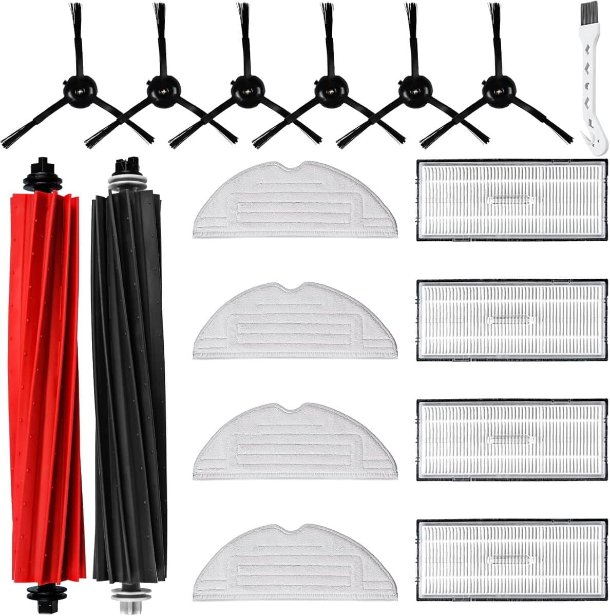 17 stuks accessoires gescht voor Roborock S8/S8+ robotstofzuiger met 2 hoofdborstels, 4 reinigingsdoeken, 4 filters, 6 zijborstels, 1 reinigingsborstel — afbeelding 1