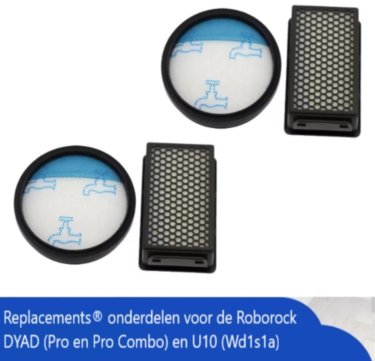 Replacements® Premium filterset – 2×2 Filters voor Rowenta Compact Power Cyclonic (RO37xx) — afbeelding 1