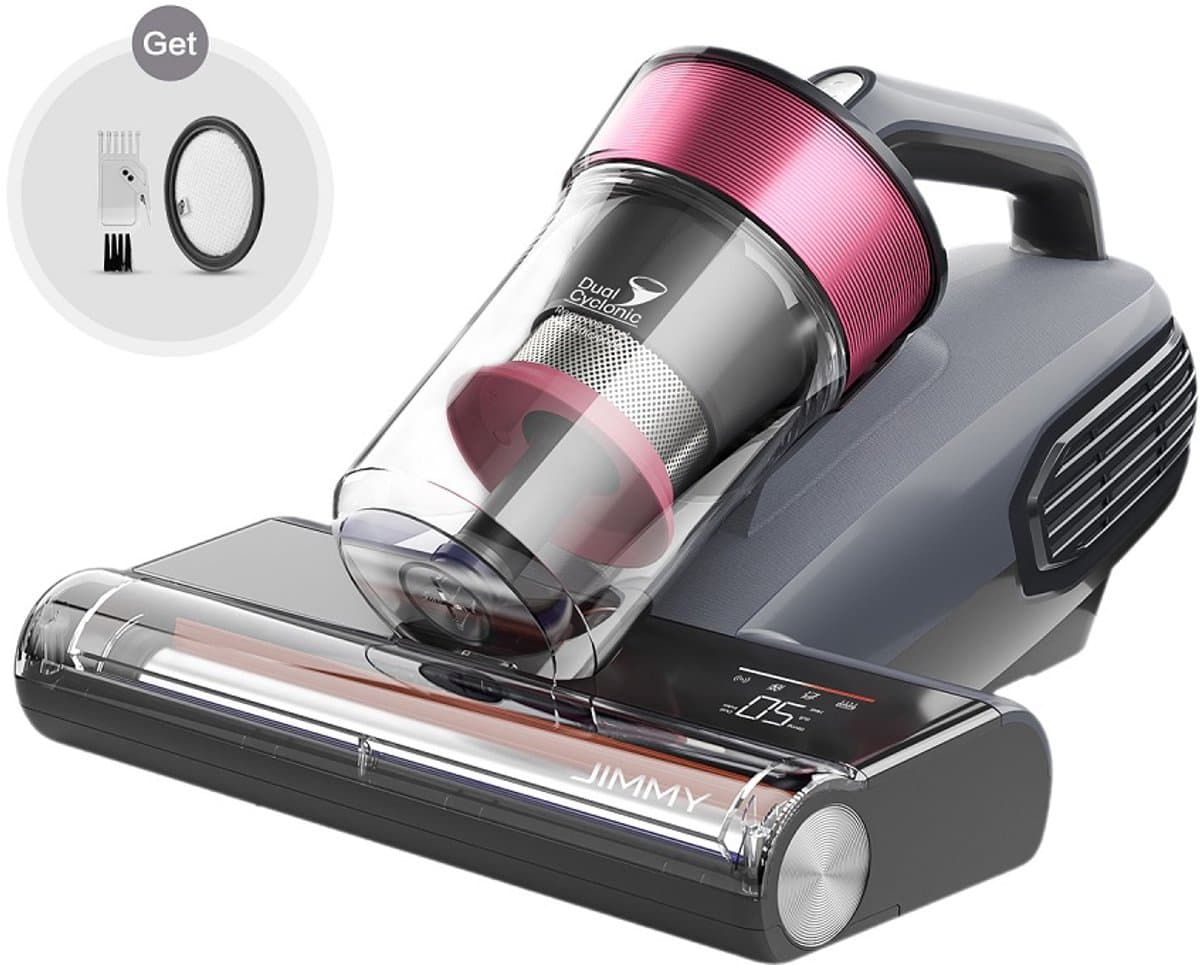 JIMMY BX8 Matrasstofzuiger, met UV-licht, 600 W krachtige zuigkracht, ultrageluid, heteluchttechnologie, LED-scherm en slimme stofsensor, grijs - EU-stekker — afbeelding 1