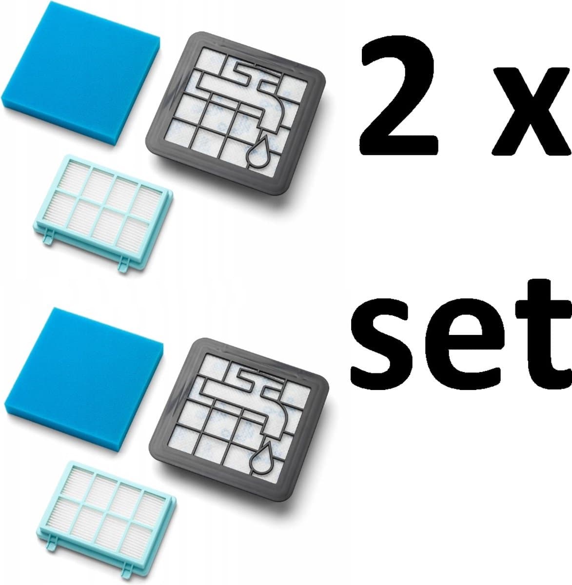 2x Filters - set vervanging voor PHILIPS PowerPro FC8010/02 - PHILIPS PowerPro Compact PowerPro Active - PHILIPS FC9328, FC9329, FC9330, FC9331, FC9332, Compact FC9333, FC9334, FC9349, FC9350, FC9351, City FC9352, FC9353 PHILIPS FC9549, FC9550 — afbeelding 1