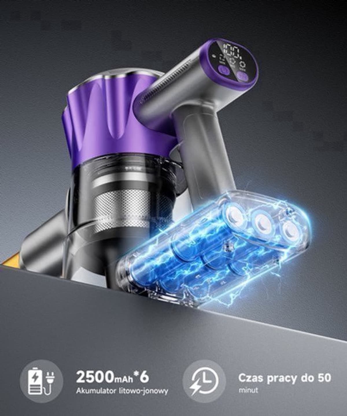 Steelstofzuiger Draadloos - 500W Motor - 50 Minuten Gebruikstijd - Zakloos - HEPA Filter - Voor Tapijt En Harde Vloeren — afbeelding 1