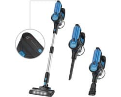 Zwarte Blauwe Snoerloze Steelstofzuiger 260 W, 23 kPa, LED Display, Zachte Rolborstel, HEPA-filter, 50 min Gebruiksduur, Draadloze Stofzuiger met Afneembare Accu, voor Harde Vloeren, Tapijt en Huisdieren