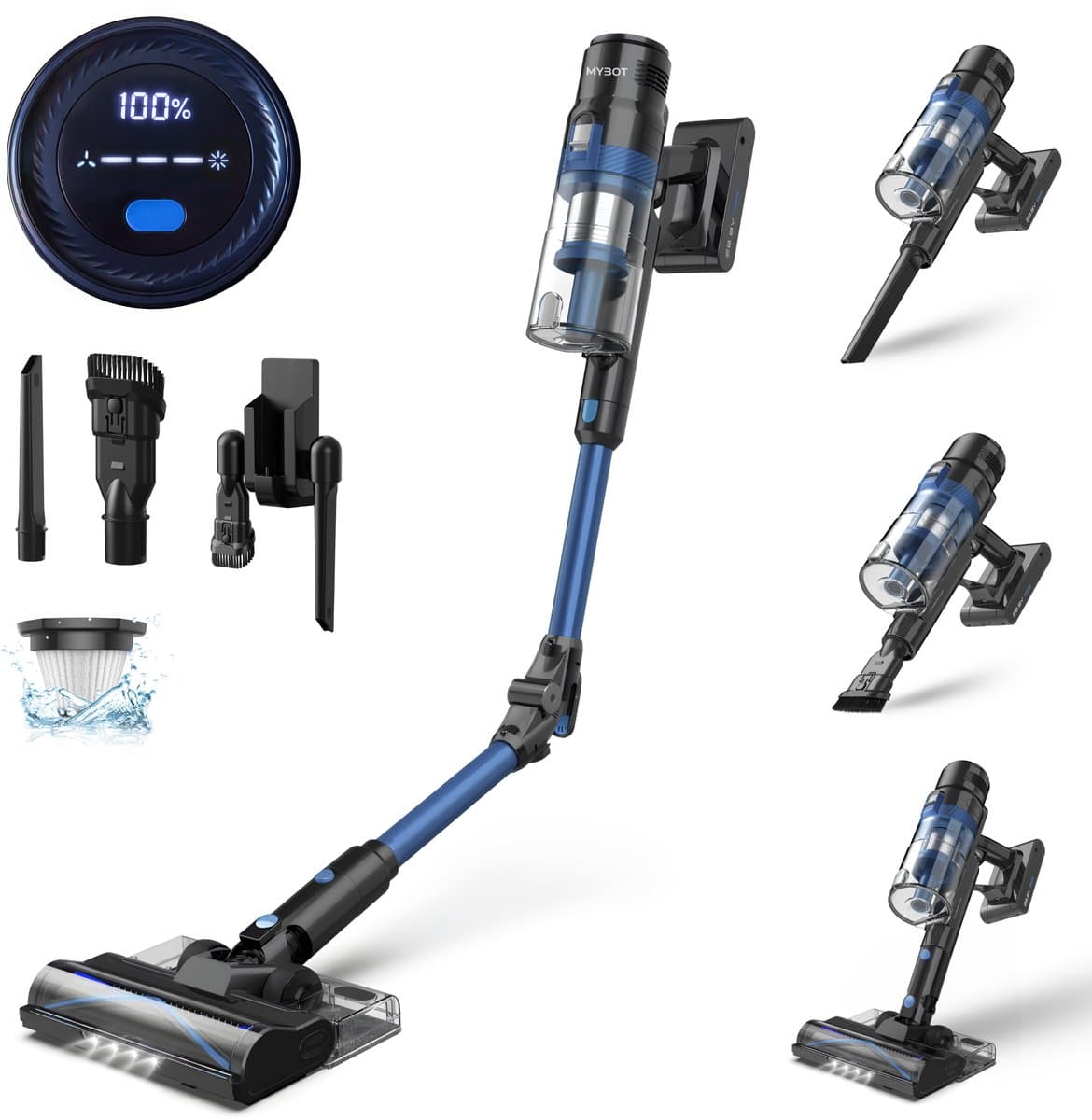 MYBOT S8 Ultra - Steelstofzuiger met Dweilfunctie - 430W - 30Kpa - 3 Zuigniveaus - Vacuum Cleaner - Steelstofzuiger Draadloos - Zonder Zak - Op Accu — afbeelding 1