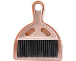 Mini Bezem Stofblik - Kleine Schoonmaakset - Snelle Opruimklus - Compact Ontwerp - 19.99 x 16.99 cm - Roze