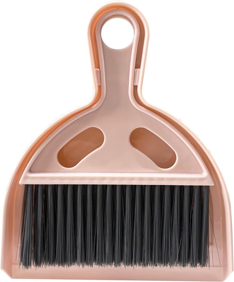 Mini Bezem Stofblik - Kleine Schoonmaakset - Snelle Opruimklus - Compact Ontwerp - 19.99 x 16.99 cm - Roze — afbeelding 1