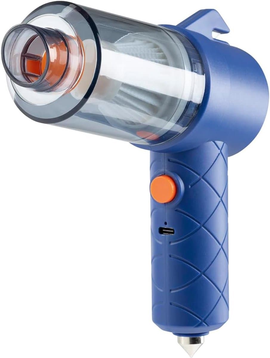 Draadloze Handstofzuiger - Compacte Stofzuiger - Auto Interieur Reinigen - Zuig en Blaasfunctie - 10 Minuten Gebruik - Blauw Oranje — afbeelding 1
