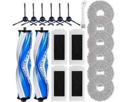 19 stuks reserveonderdelen gescht voor Ecovacs T30 Omni/T30 PRO Omni/T30S/T30S PRO stofzuiger, accessoireset voor Deebot serie met 2 hoofdborstels, 4 filters, 6 zijborstels, 6 reinigingsdoeken, 1