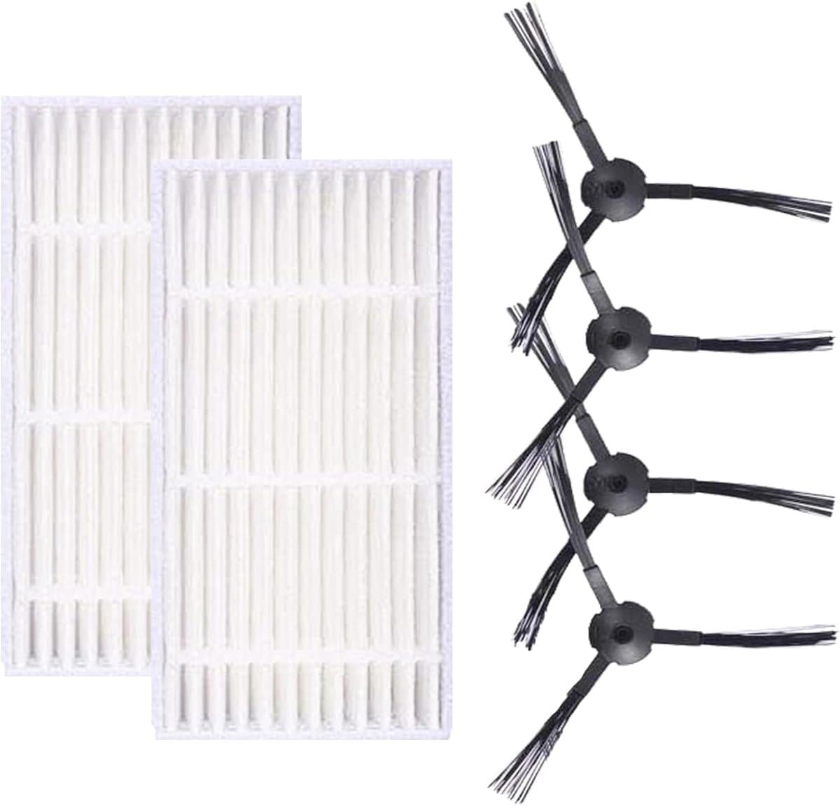 2 filters en 4 zijborstels, accessoire vervanging Geschikt voor Robot Medion E32 (MD 18510), E32 SW (MD 18503), MD16192, MD18500, MD18501, MD18600 — afbeelding 1