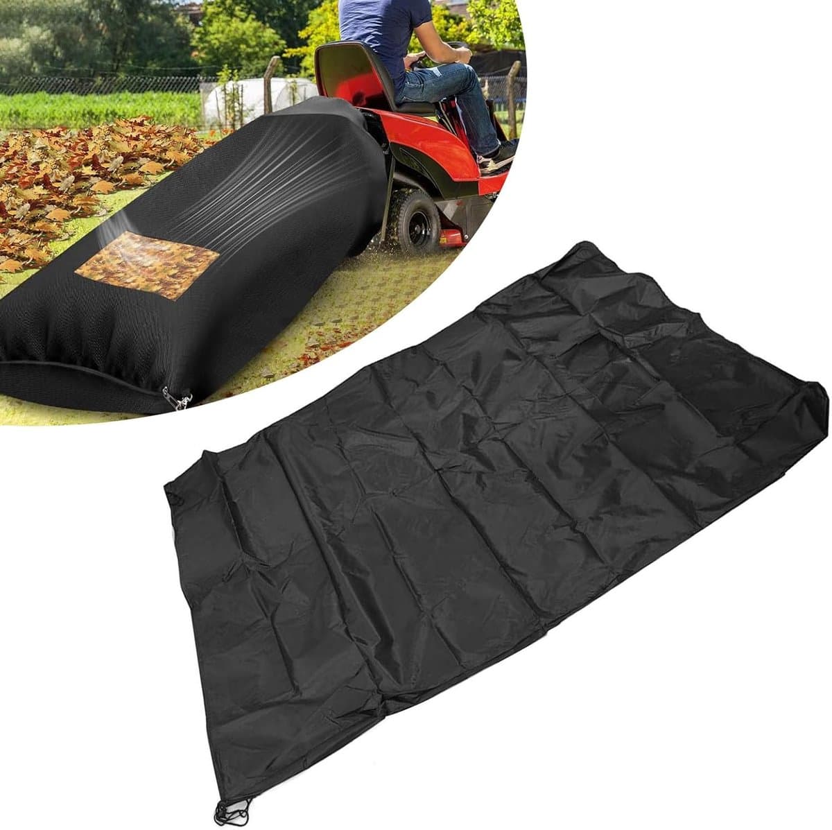 Graszuiger Opvangzak - Bladenzak Tuin - Bladeren Verzamelen - Waterafstotend Oxford Materiaal - 200 x 130 cm - Zwart — afbeelding 1