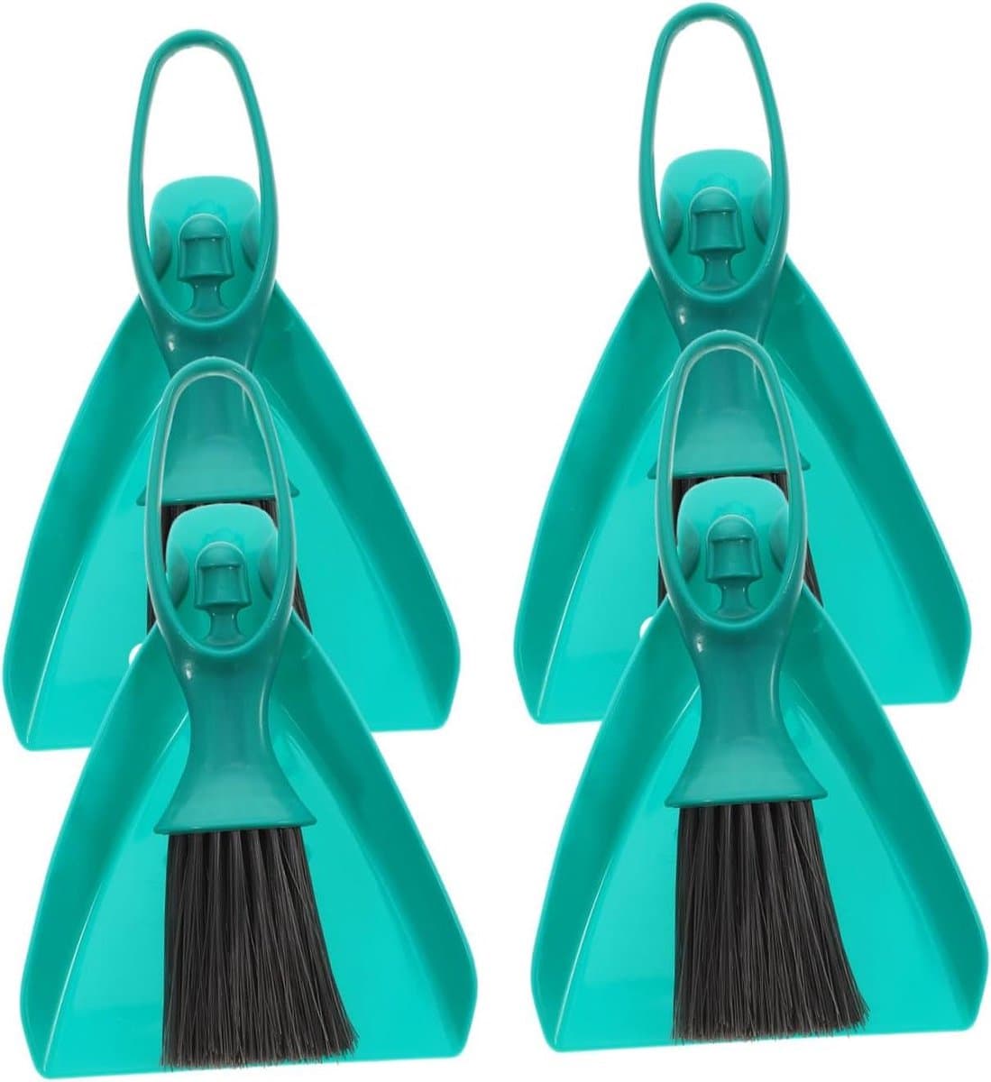 Mini bezem stoffer - Kleine schoonmaakset - Bureau reinigen - Draagbaar en compact - 4 sets - Blauw — afbeelding 1